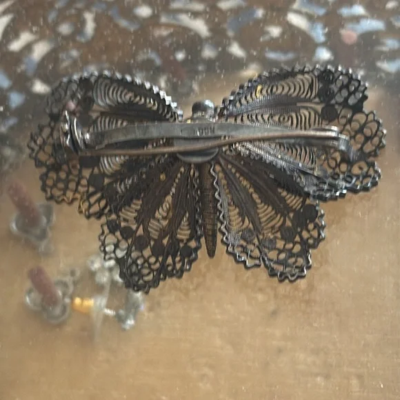 vintage sterling silver butterfly brooch black silver such delicate workmanship - Picture 3 of 8